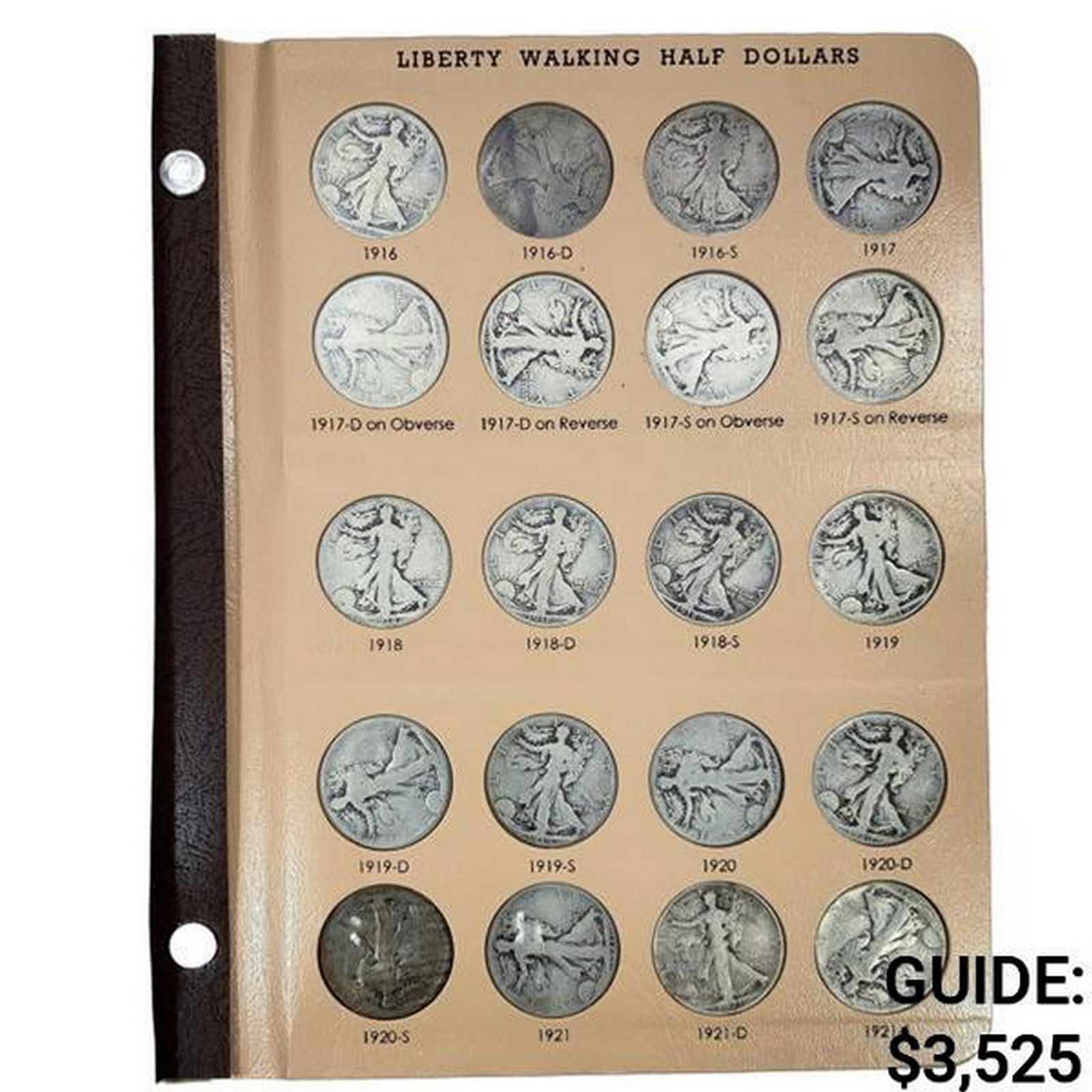 1916-1947 Walking Half Dollar Book (65 Coins) (1 of 9)