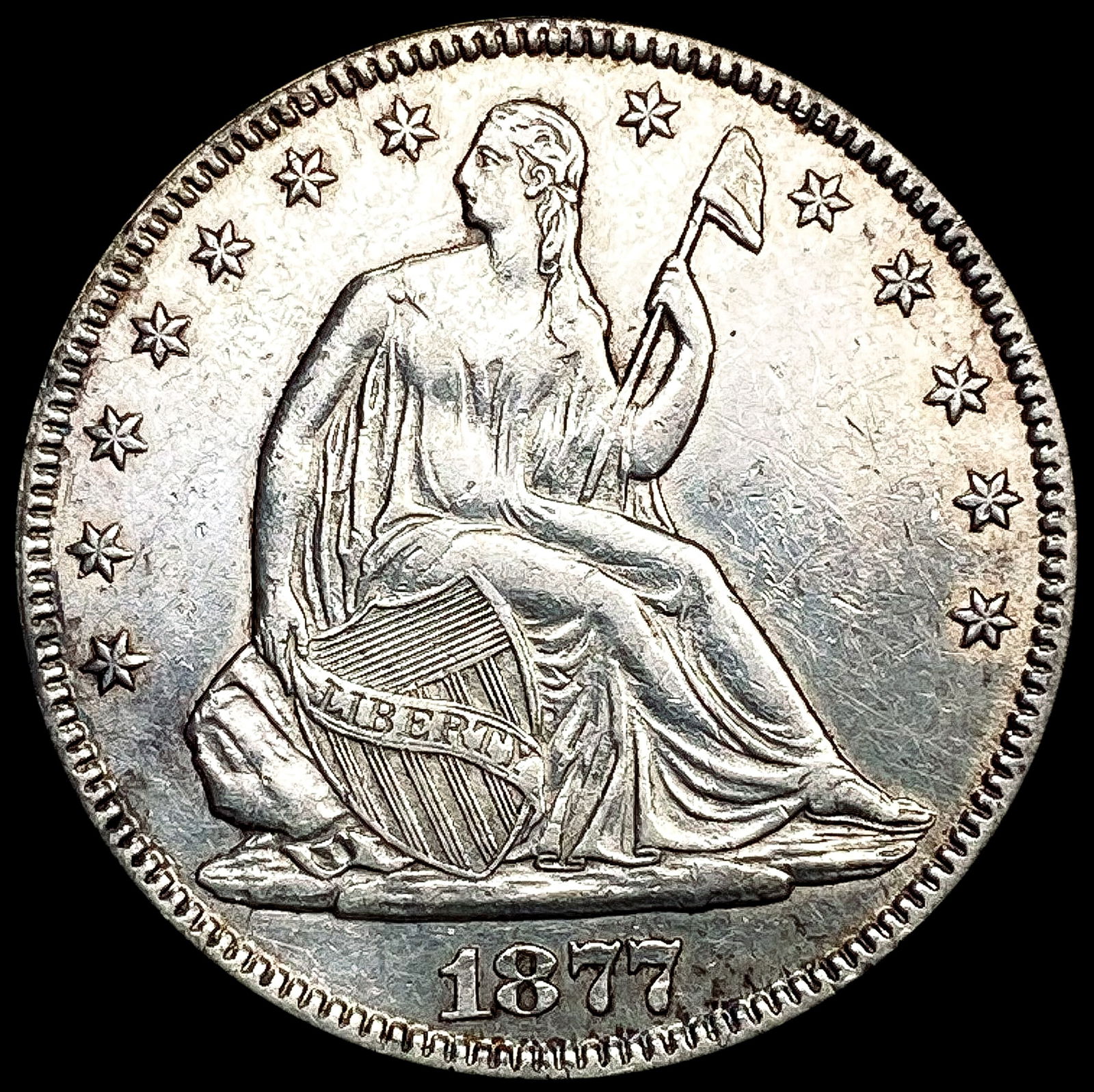 1877 Seated Liberty Half Dollar CLOSELY UNCIRCULAT (1 of 2)