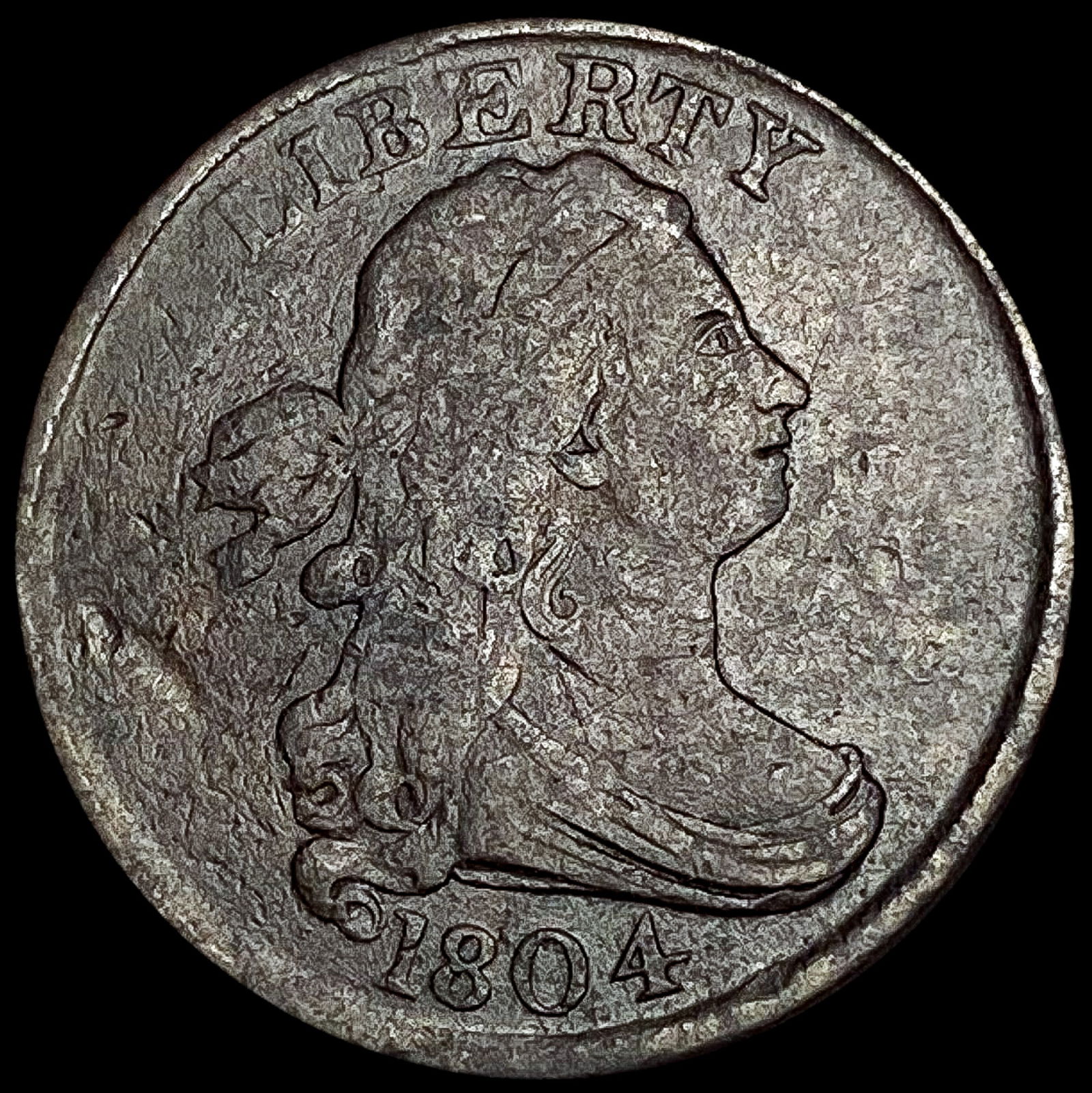 1804 Plain 4 No Stems Draped Bust Half Cent LIGHTL (1 of 2)