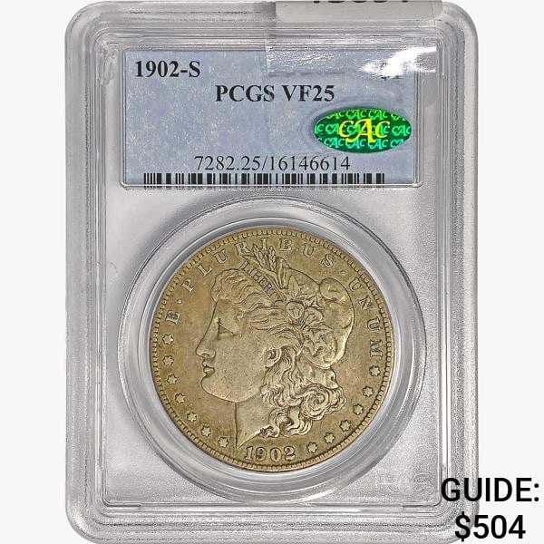 1902-S CAC Morgan Silver Dollar PCGS VF25 (1 of 2)