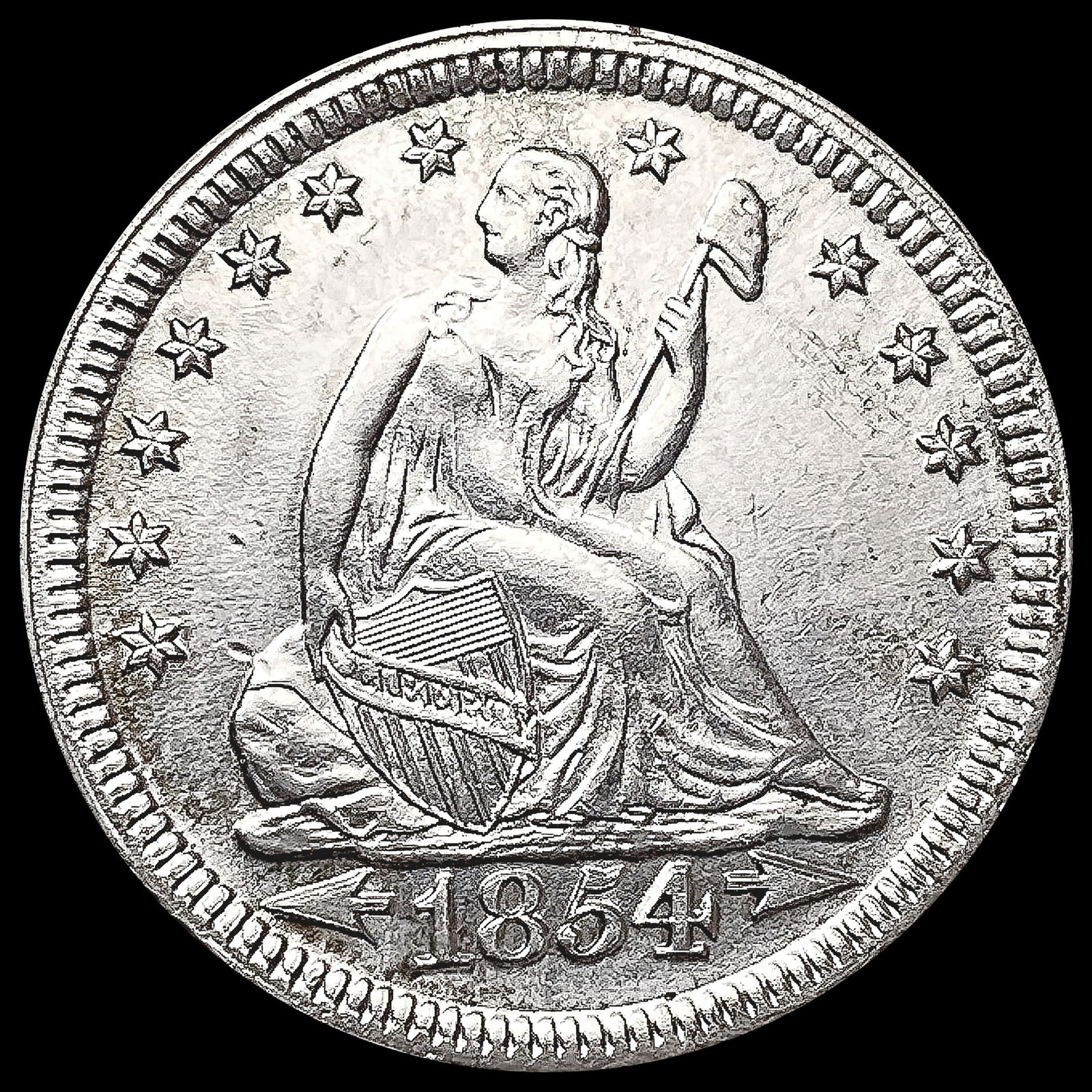 1854 Arws Seated Liberty Quarter UNCIRCULATED (1 of 2)