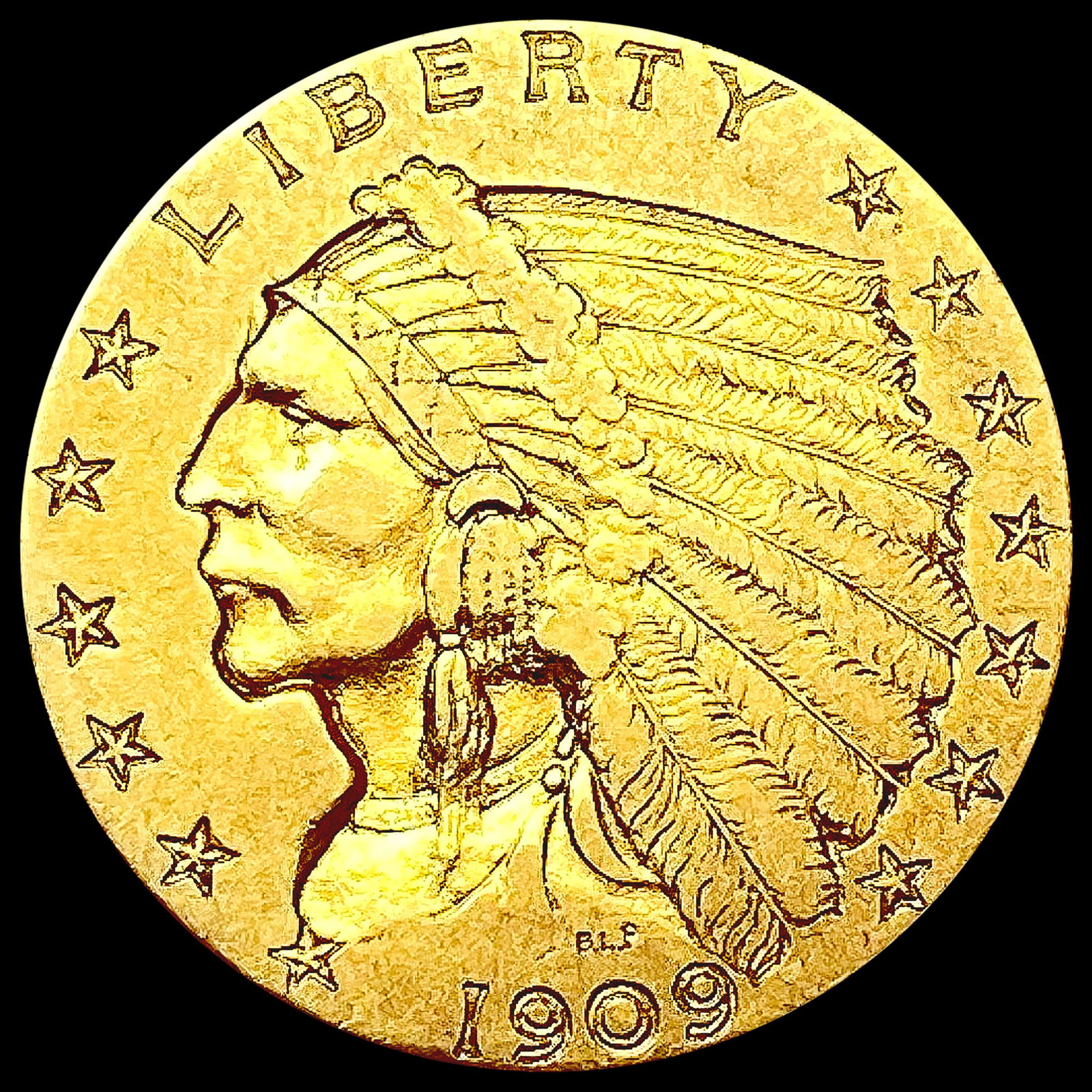 1909 $2.50 Gold Quarter Eagle CLOSELY UNCIRCULATED (1 of 2)