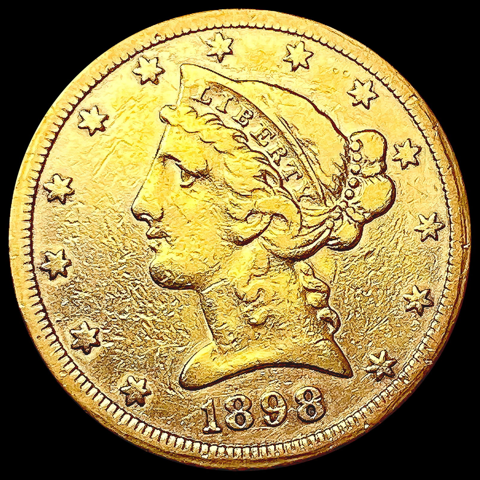 1898-S $5 Gold Half Eagle NEARLY UNCIRCULATED (1 of 2)