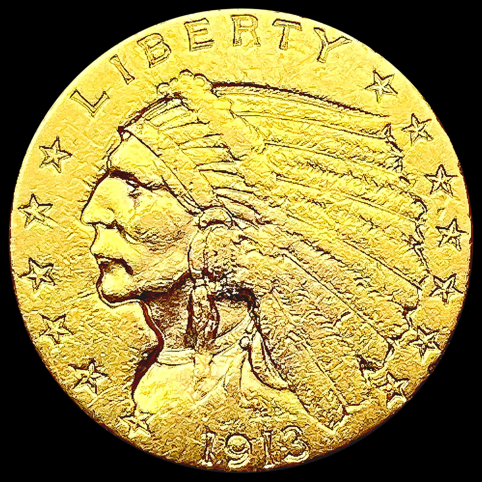1913 $2.50 Gold Quarter Eagle CLOSELY UNCIRCULATED (1 of 2)
