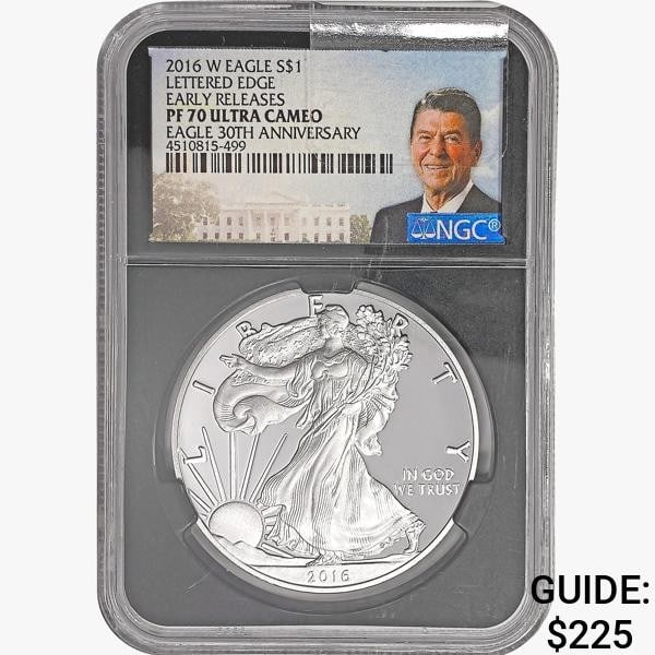 2016-W Silver Eagle NGC PF70 UC, Lettered Edge (1 of 2)