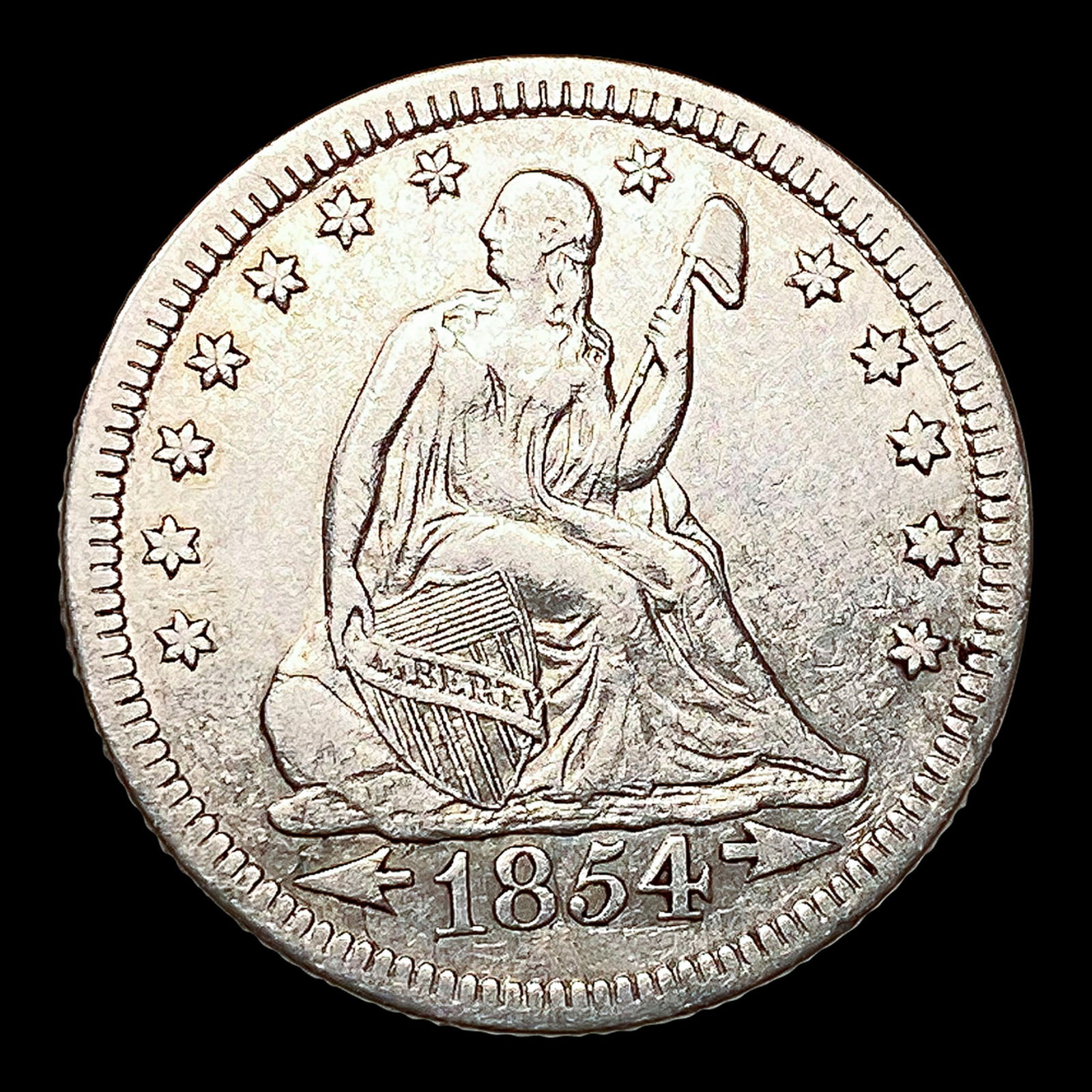 1854-O Arws Seated Liberty Quarter NEARLY UNCIRCUL (1 of 2)