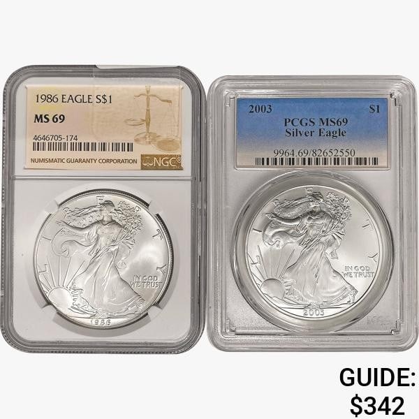 [2] 1986 & 2003 Silver Eagle NGC/PCGS MS69 (1 of 2)