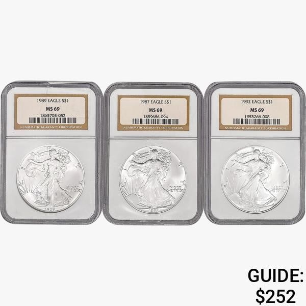 [3] 1987-1992 Silver Eagle NGC MS69 (1 of 2)