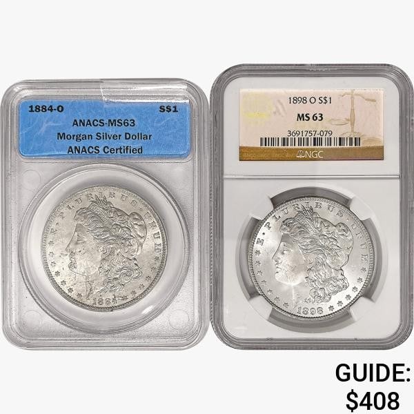 [2] 1884 & 1898 Morgan Silver Dollar NGC/ANACS MS6 (1 of 2)