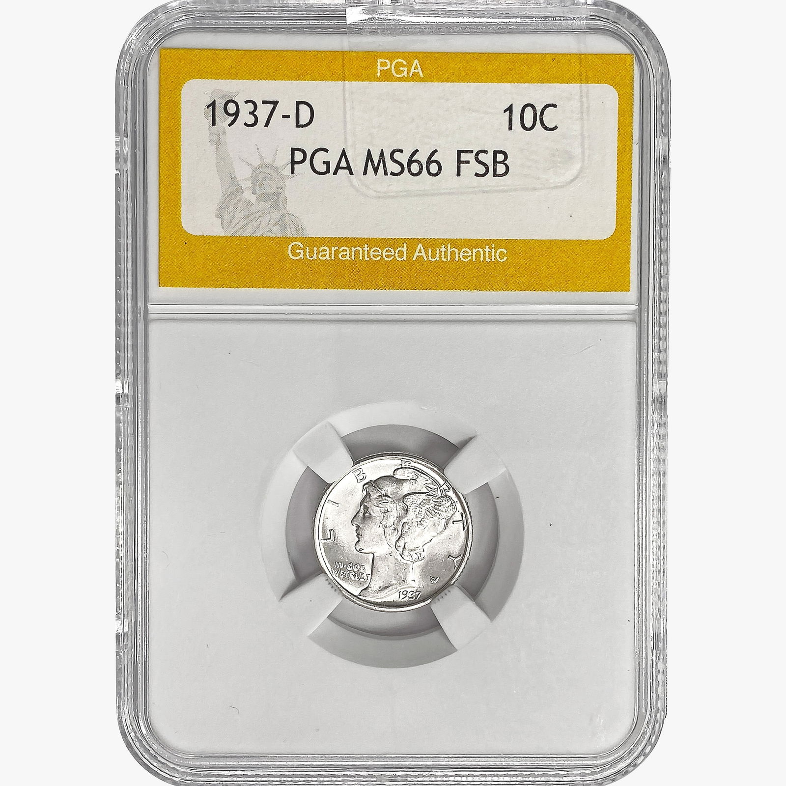 1937-D Mercury Silver Dime PGA MS66 FSB (1 of 2)