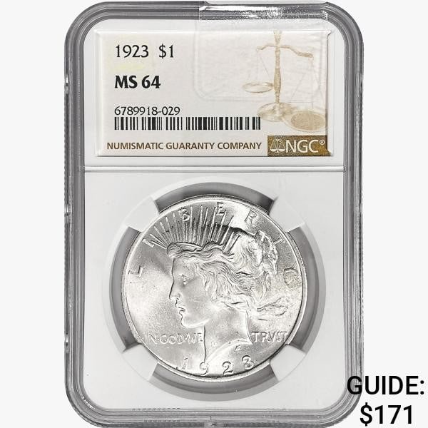1923 Silver Peace Dollar NGC MS64 (1 of 2)
