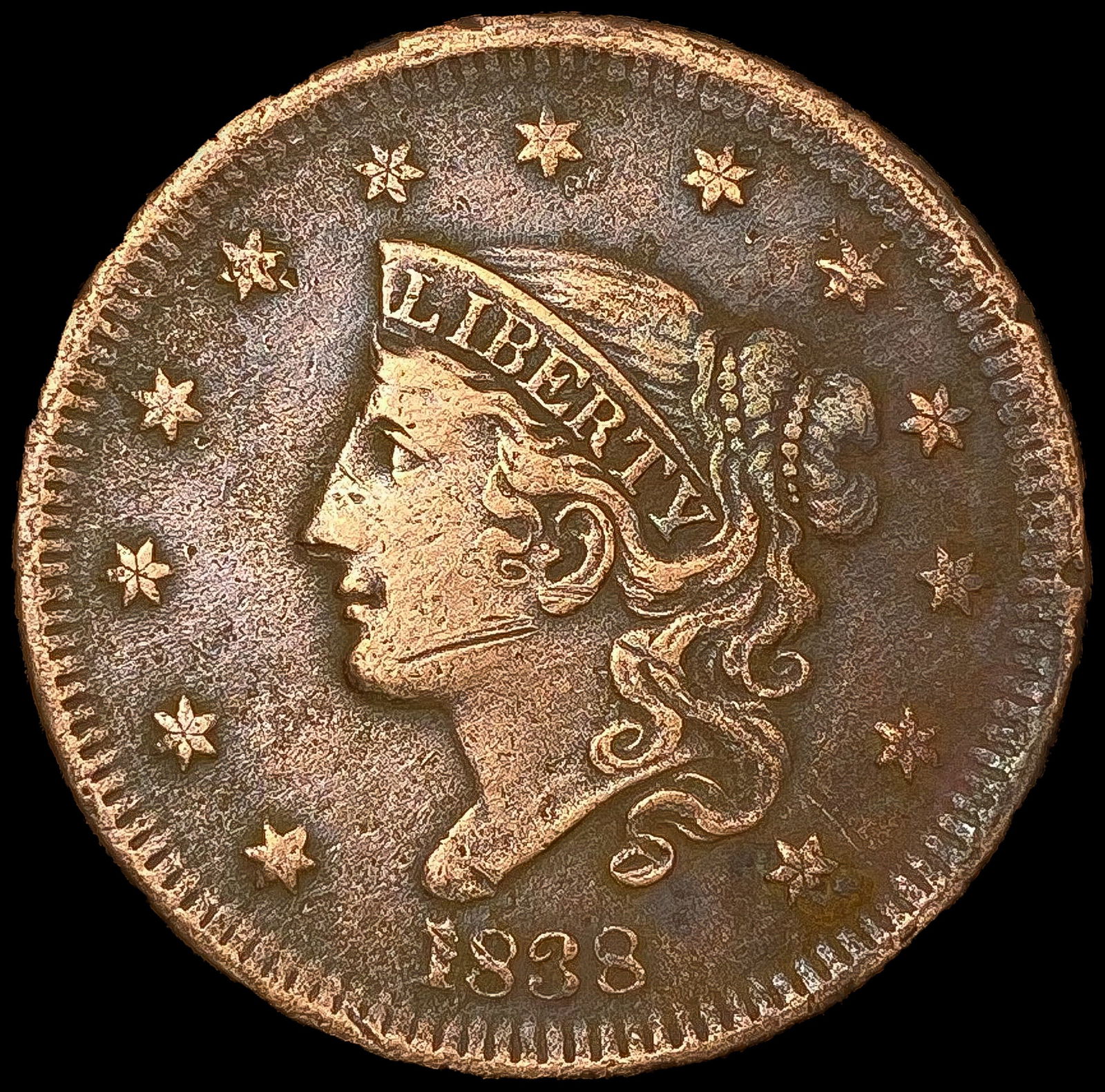 1838 Braided Hair Large Cent LIGHTLY CIRCULATED (1 of 2)