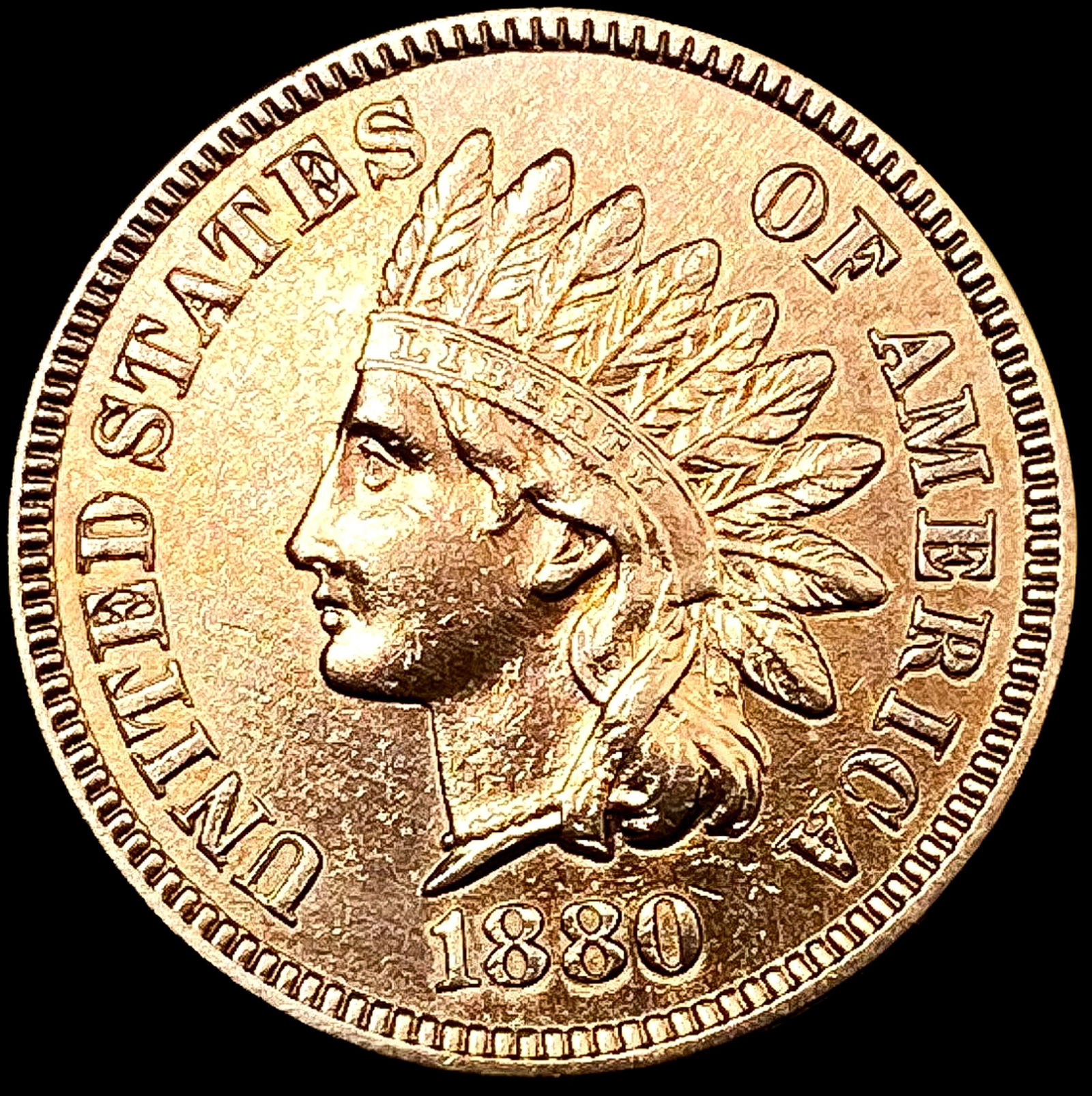1880 RED Indian Head Cent GEM BU (1 of 2)