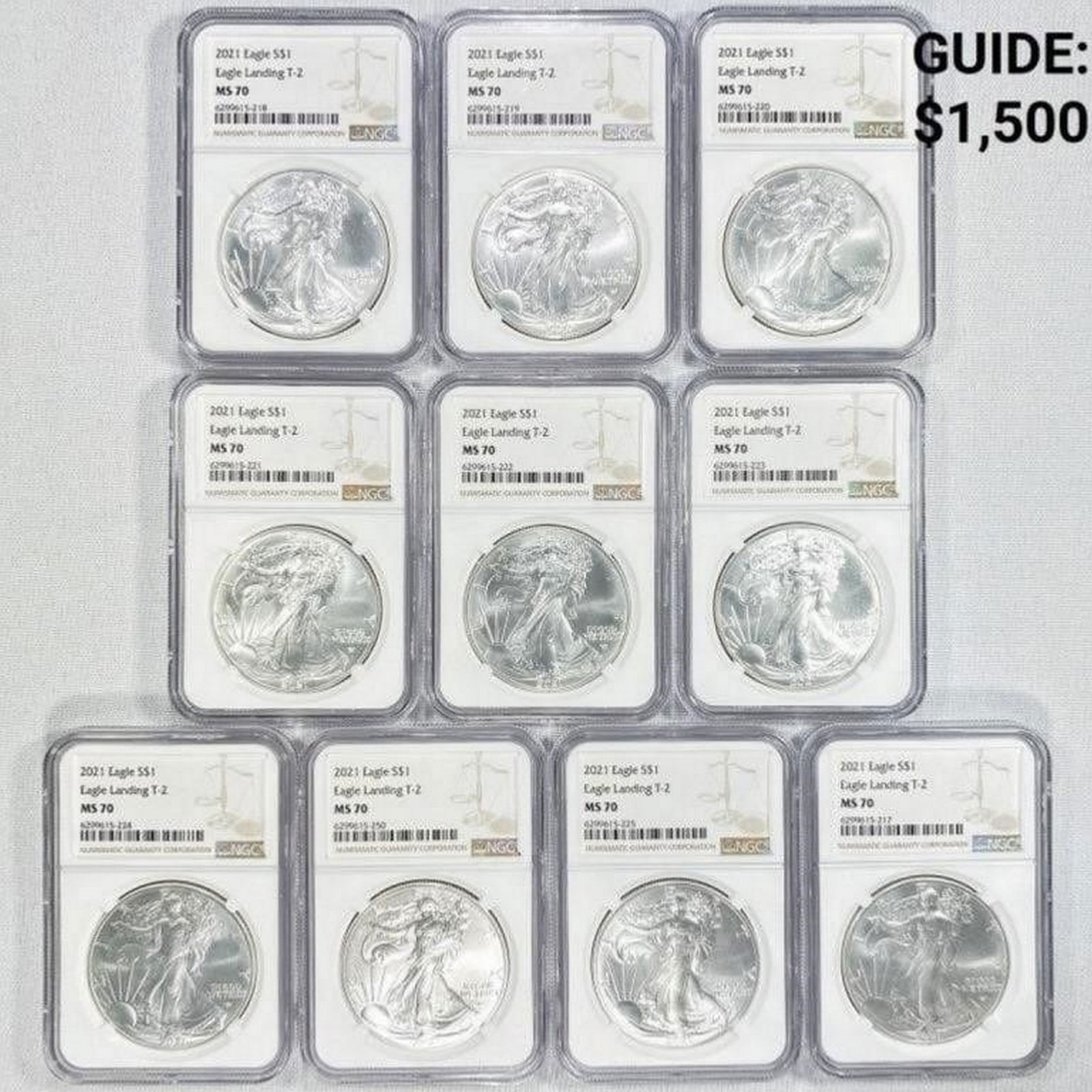 (10) 2021 TY2 American Silver Eagles NGC - MS70 (1 of 2)