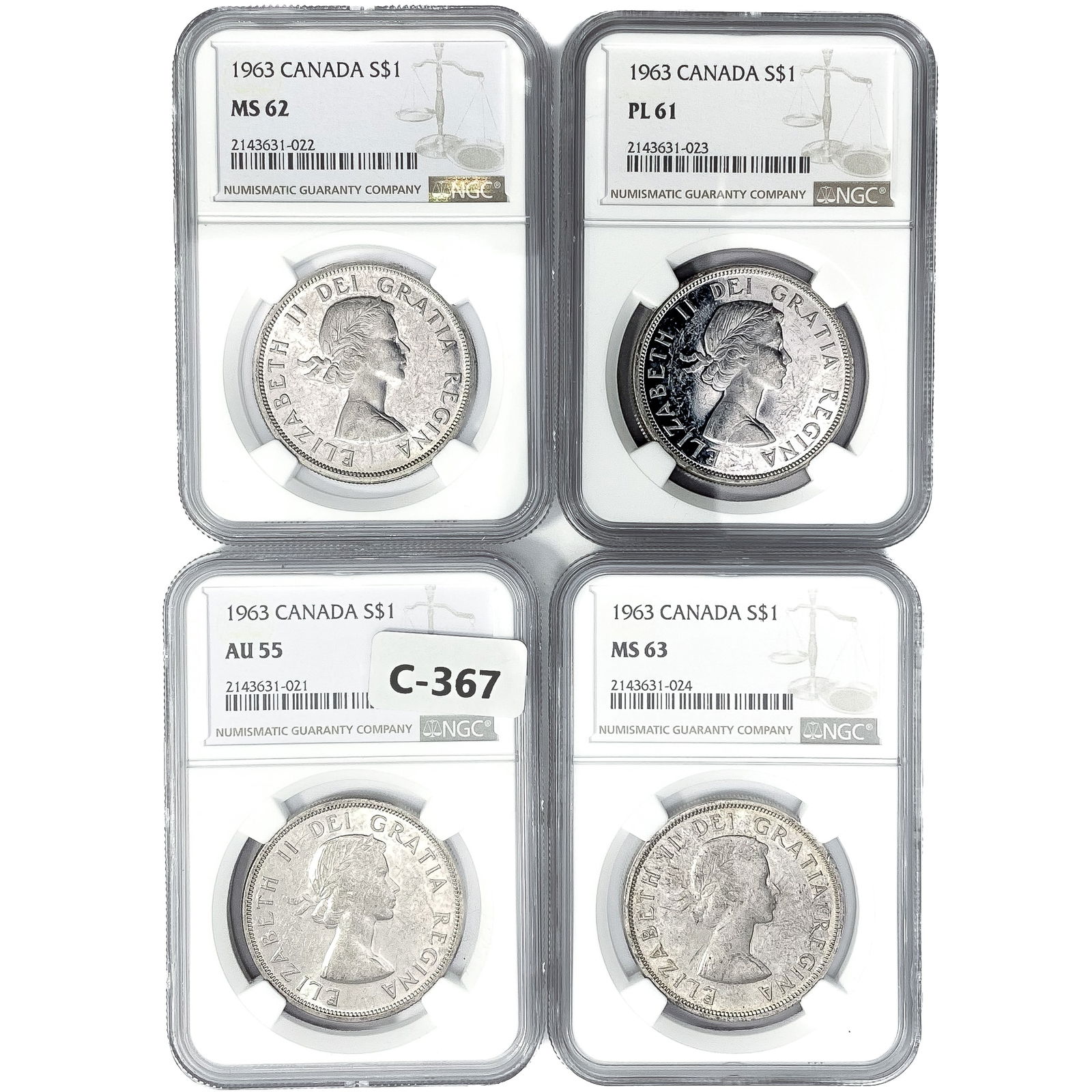 [4] 1963 Canada Silver Dollars NGC (1 of 2)