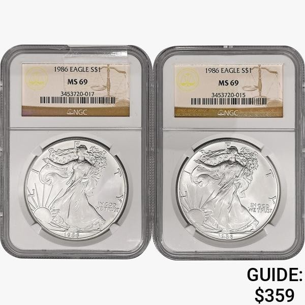 [2] 1986 American SILV Eagles NGC MS69: [2] 1986 American SILV Eagles NGC MS69