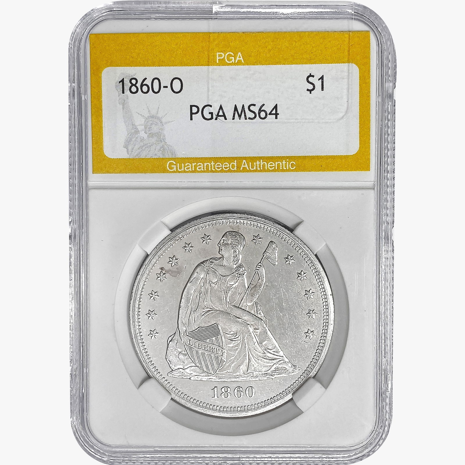 1860-O Seated Liberty Dollar PGA MS64 (1 of 2)