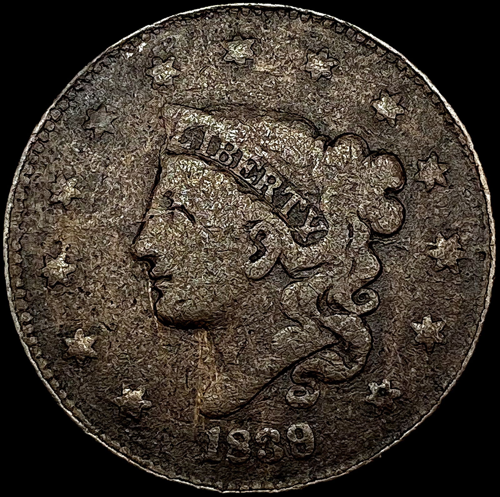 1839/6 Braided Hair Large Cent NICELY CIRCULATED (1 of 2)