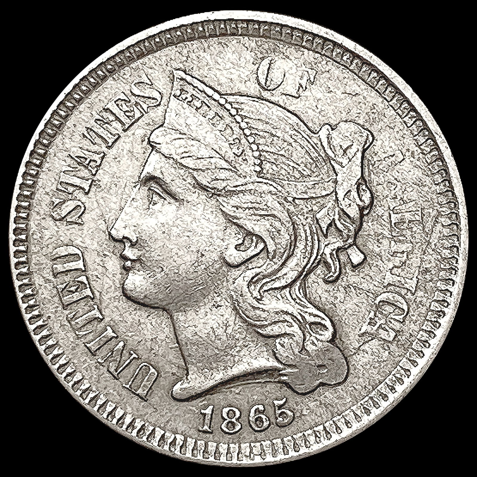 1865 Nickel Three Cent CLOSELY UNCIRCULATED (1 of 2)