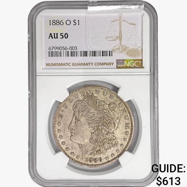 1886-O Morgan Silver Dollar NGC AU50 (1 of 2)