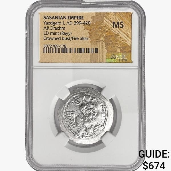 399-420 AD Sasanian Empire NGC MS (1 of 2)