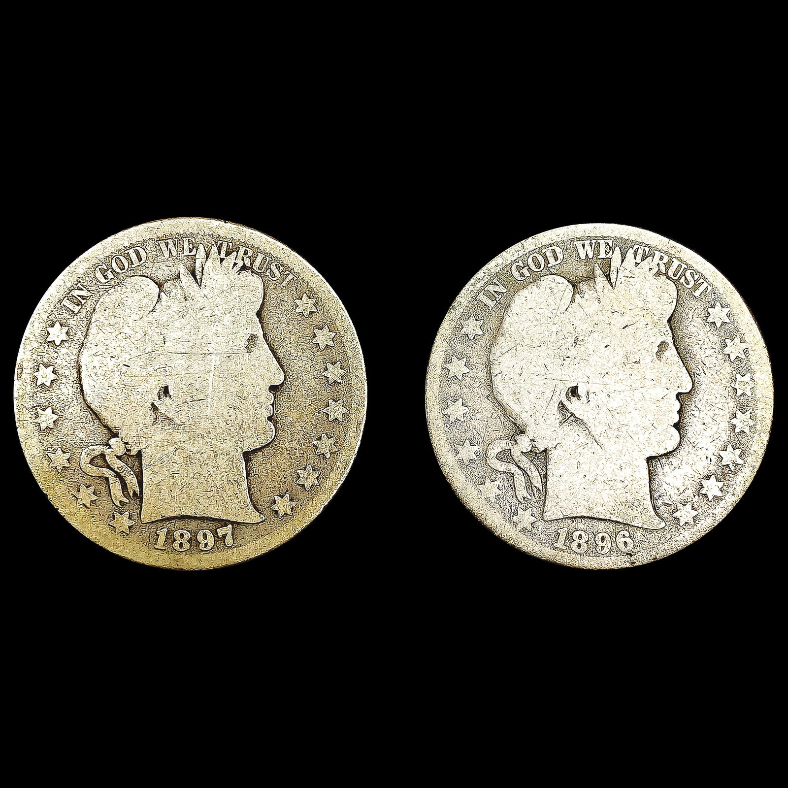 [2] Barber Half Dollars [1896-O, 1897-S] NICELY CI (1 of 2)