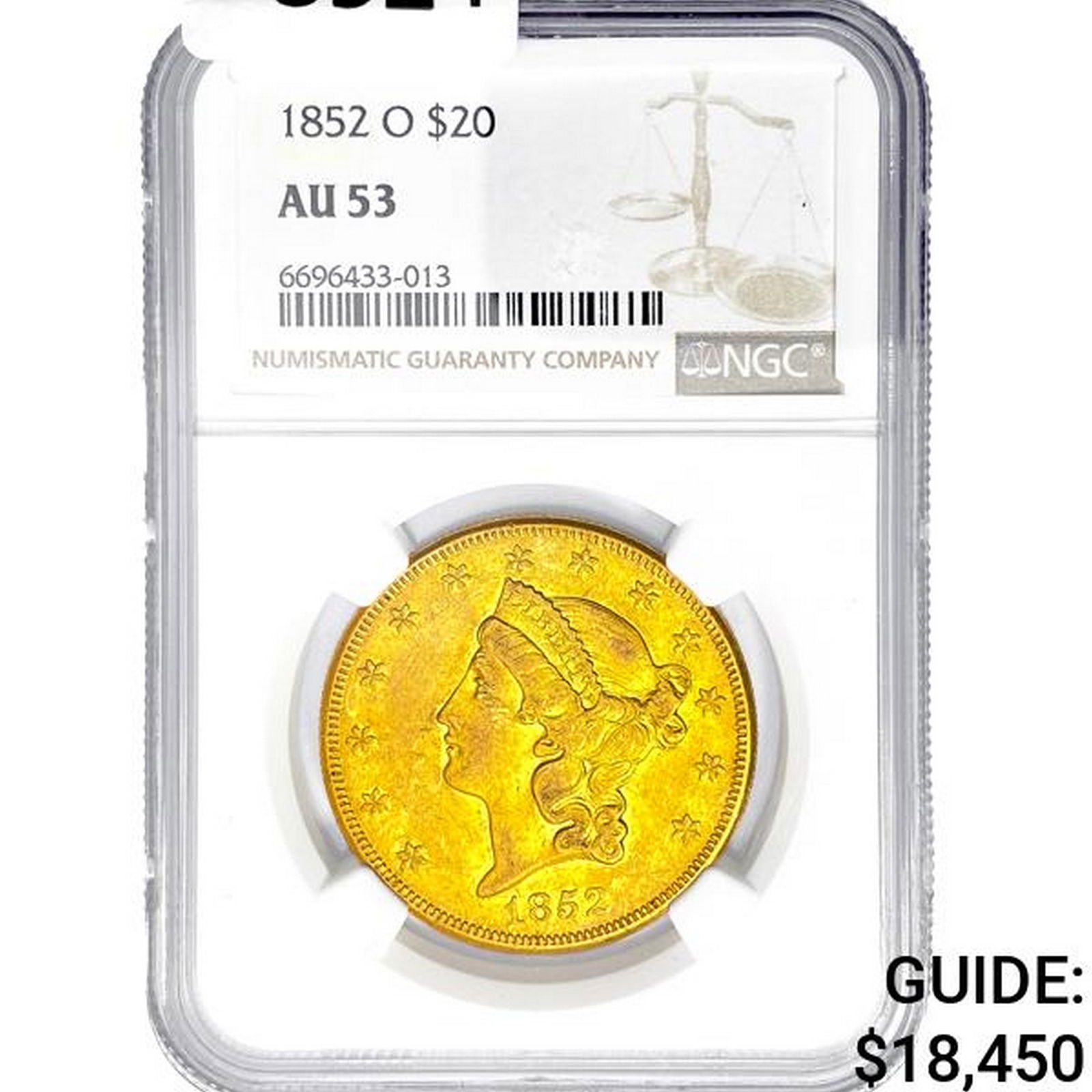 1852-O $20 Gold Double Eagle NGC AU53 (1 of 2)