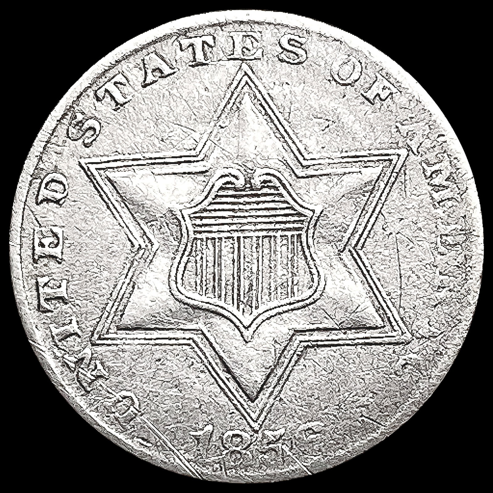 1856 Silver Three Cent CLOSELY UNCIRCULATED (1 of 2)