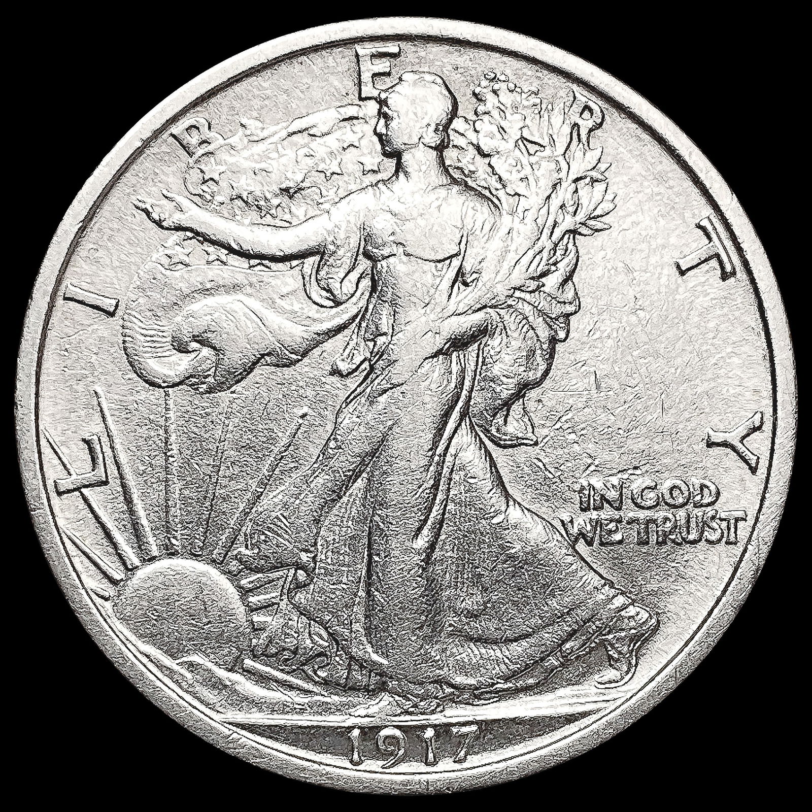 1917 Walking Liberty Half Dollar CLOSELY UNCIRCULA (1 of 2)