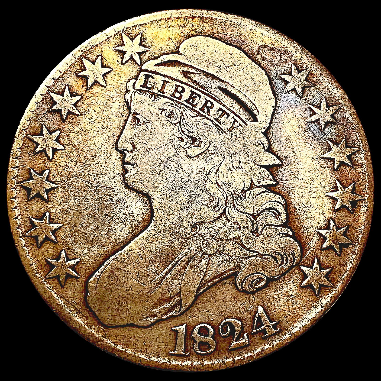 1824 Capped Bust Half Dollar NICELY CIRCULATED (1 of 2)