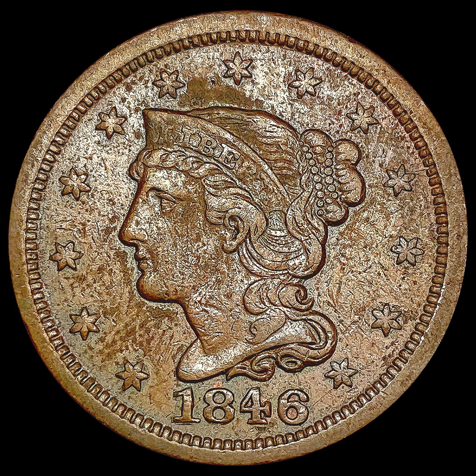 1846 Braided Hair Large Cent CLOSELY UNCIRCULATED (1 of 2)