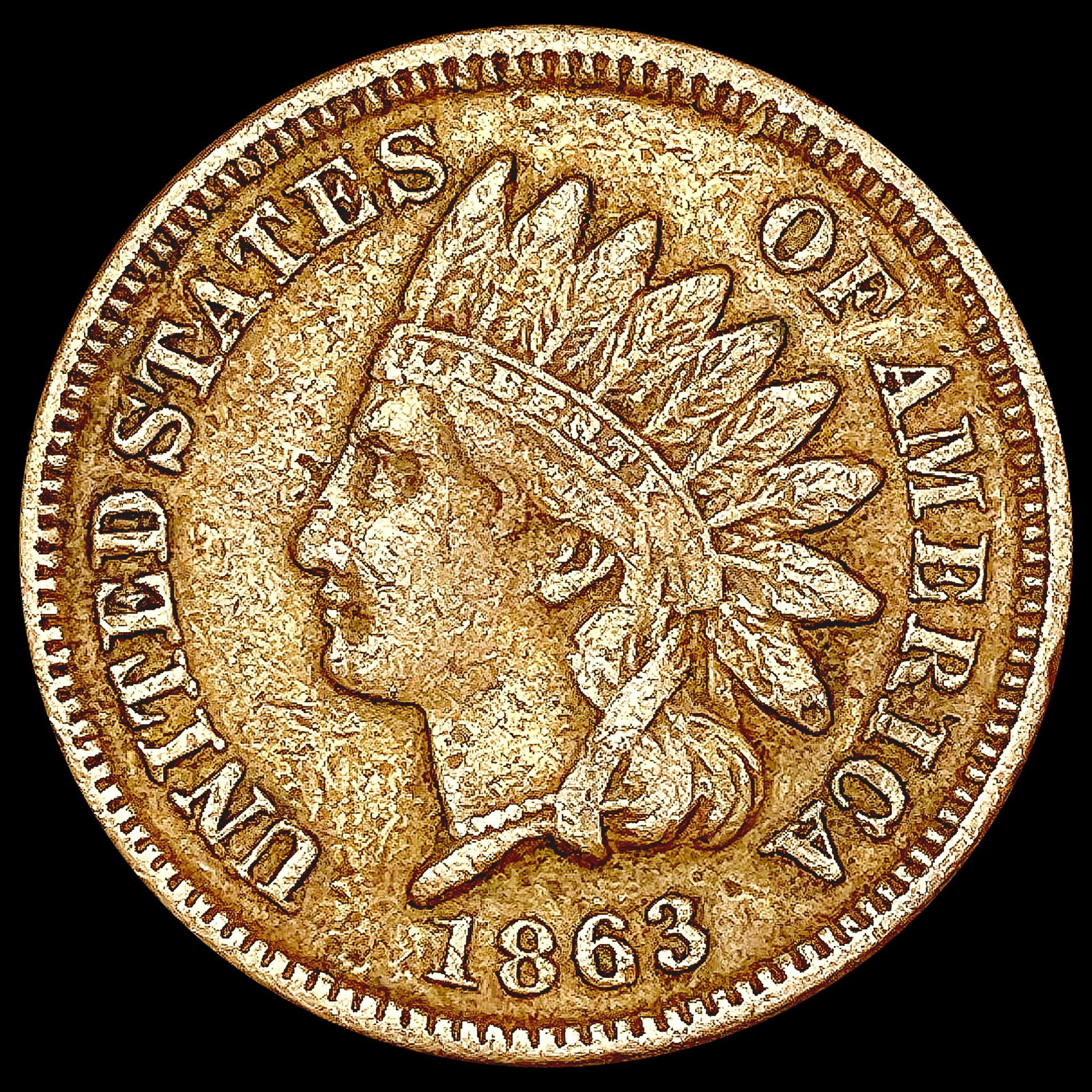 1863 Indian Head Cent CLOSELY UNCIRCULATED (1 of 2)
