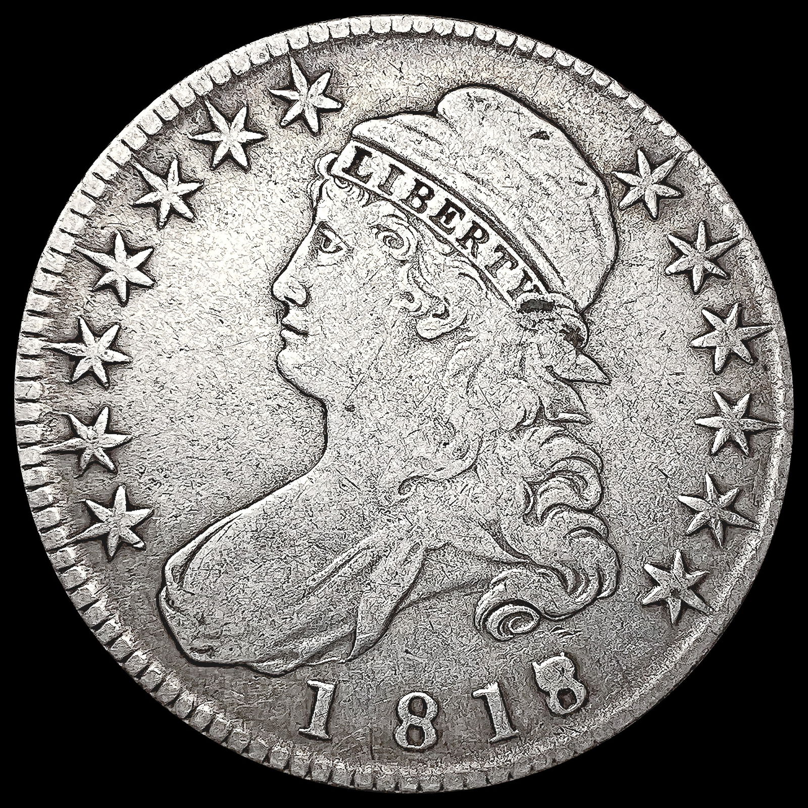 1818/7 Capped Bust Half Dollar CLOSELY UNCIRCULATE (1 of 2)