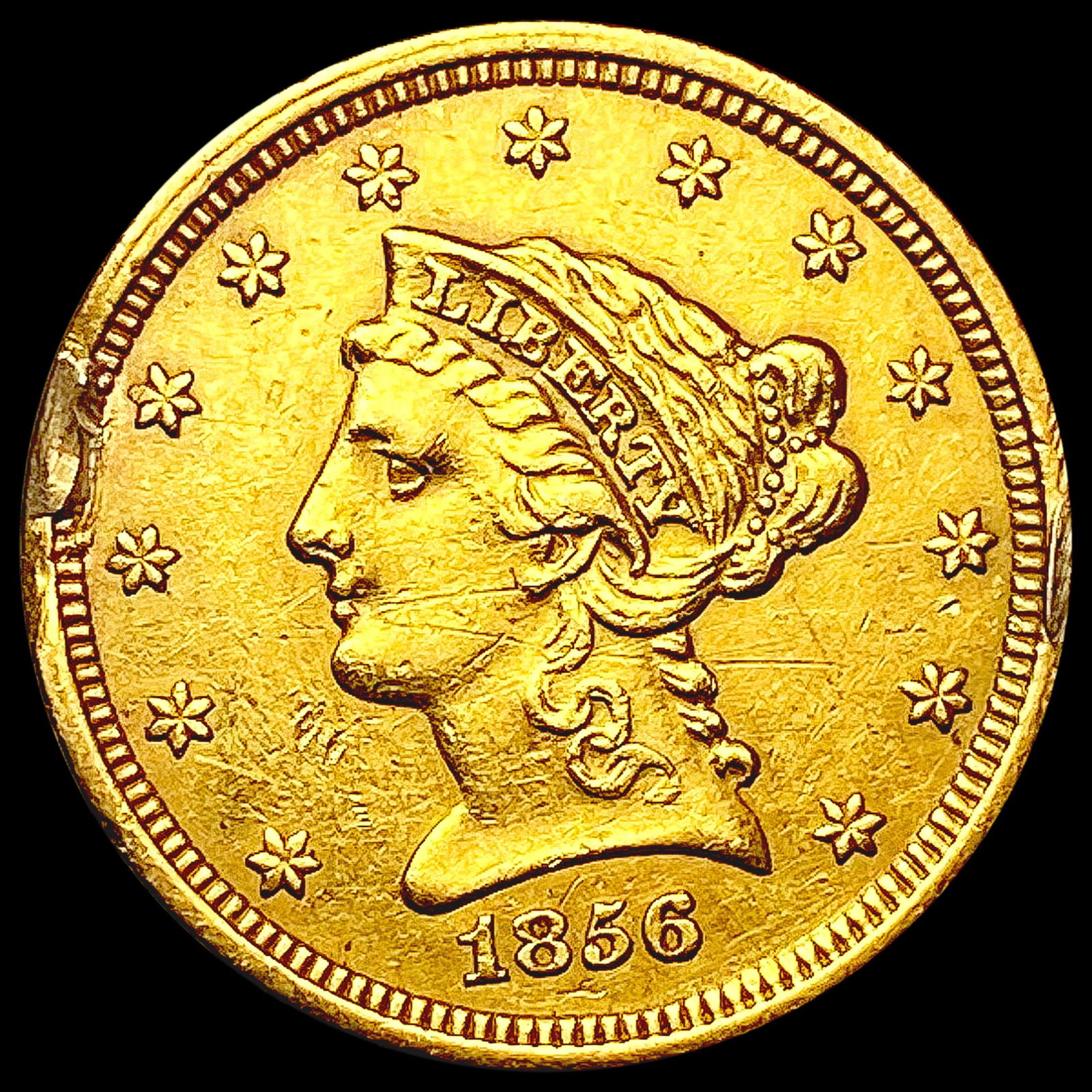 1856 $2.50 Gold Quarter Eagle CLOSELY UNCIRCULATED (1 of 2)