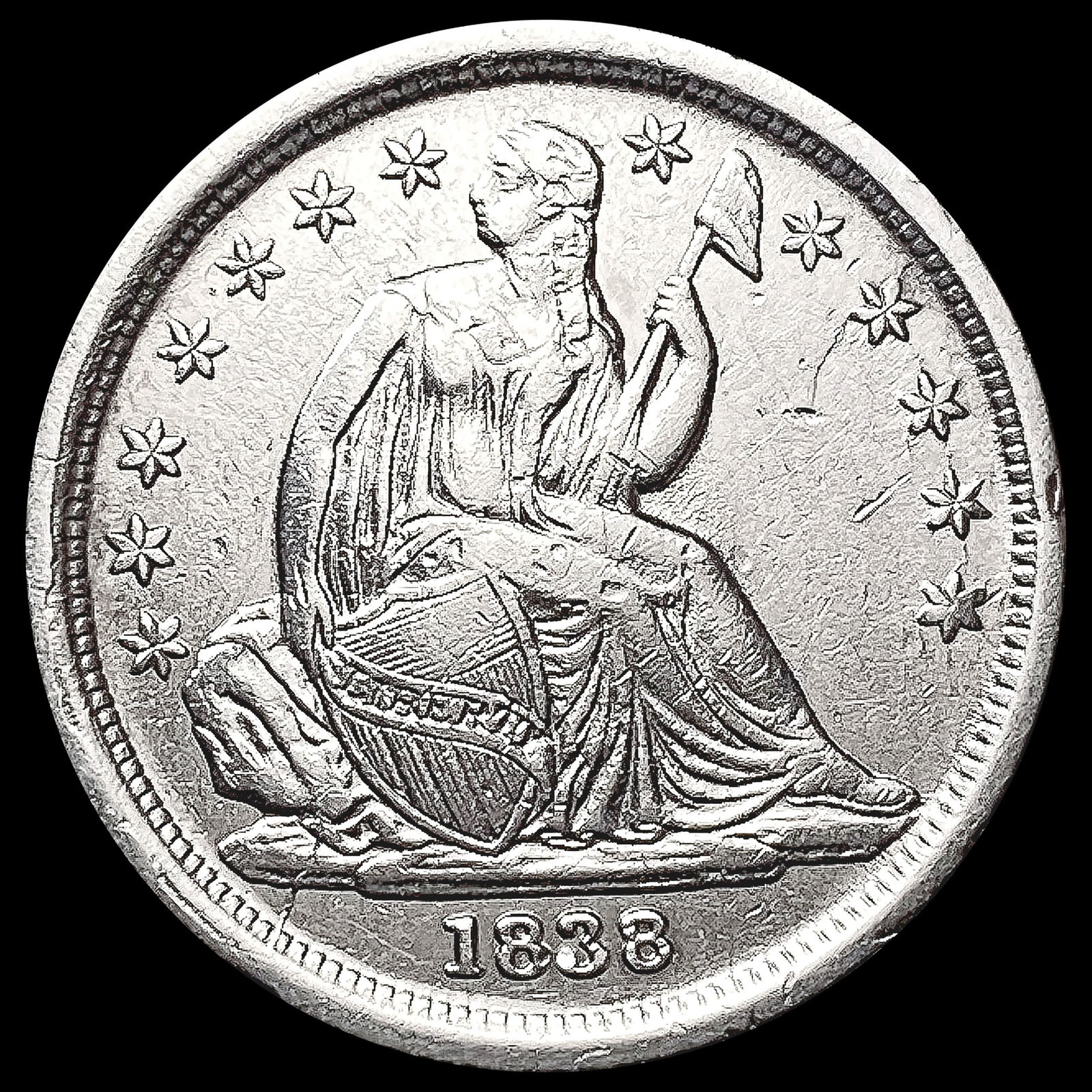 1838 Seated Liberty Dime CLOSELY UNCIRCULATED (1 of 2)
