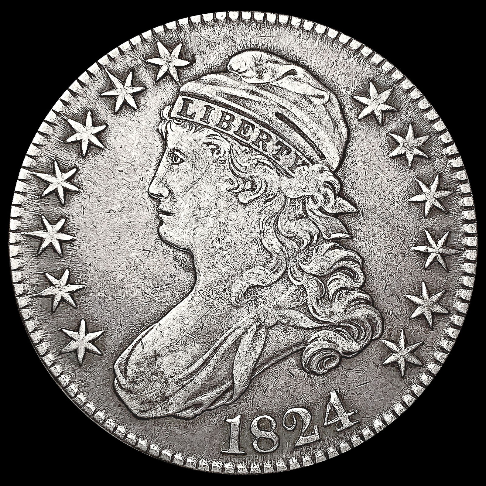 1824 Capped Bust Half Dollar LIGHTLY CIRCULATED (1 of 2)