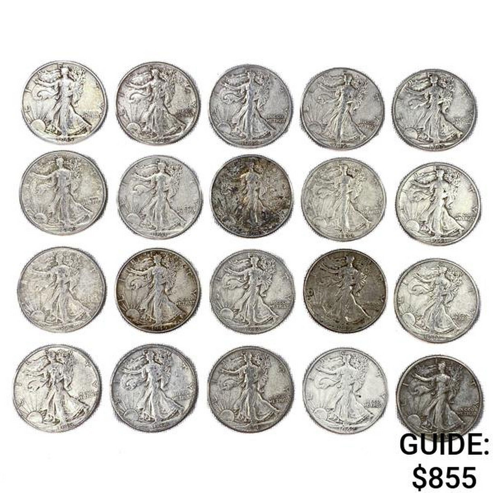 1934-1946 Walking Liberty Half Dollars  (20 Coins) (1 of 2)