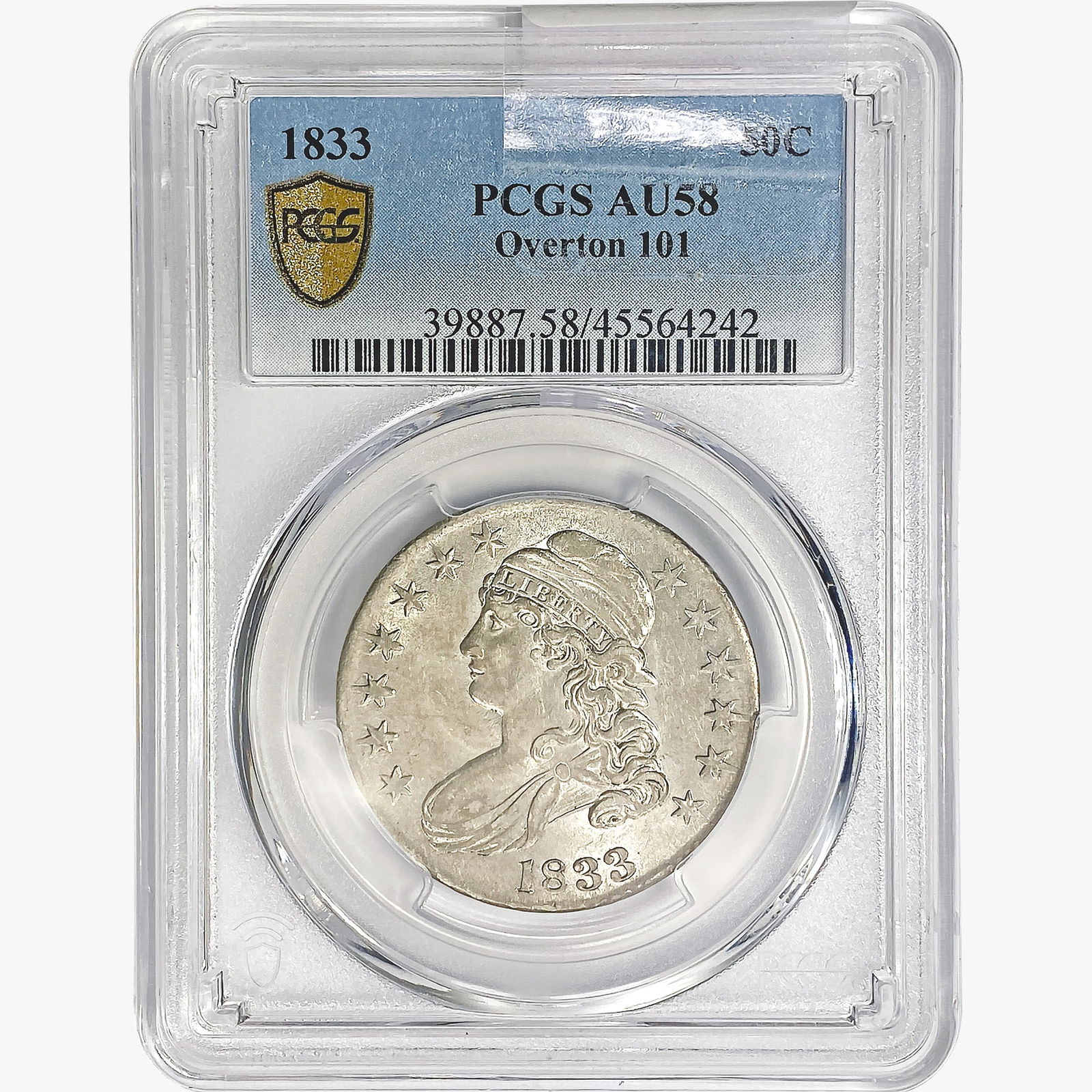 1833 Capped Bust Half Dollar PCGS AU58 Overton 101 (1 of 2)