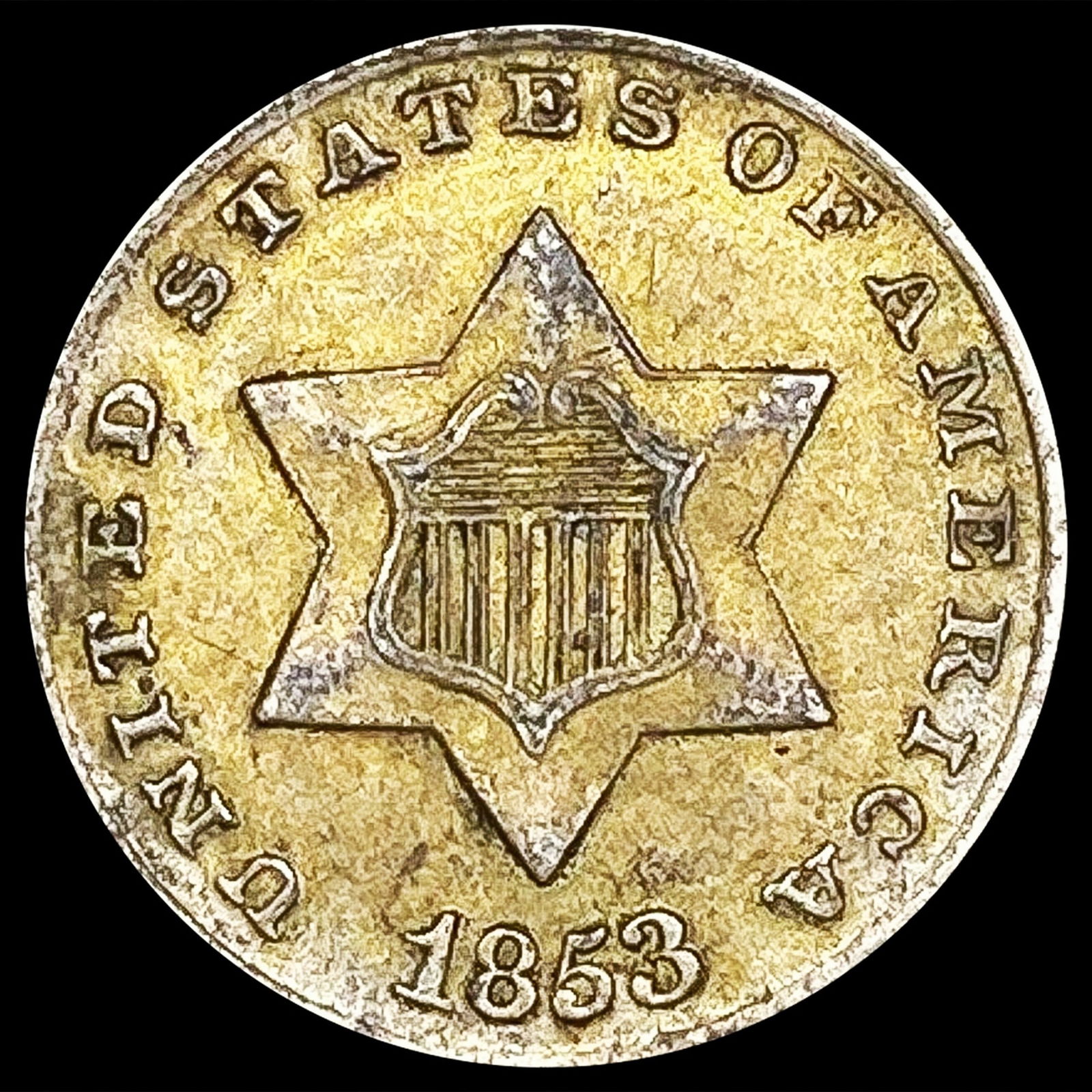 1853 Silver Three Cent LIGHTLY CIRCULATED (1 of 2)