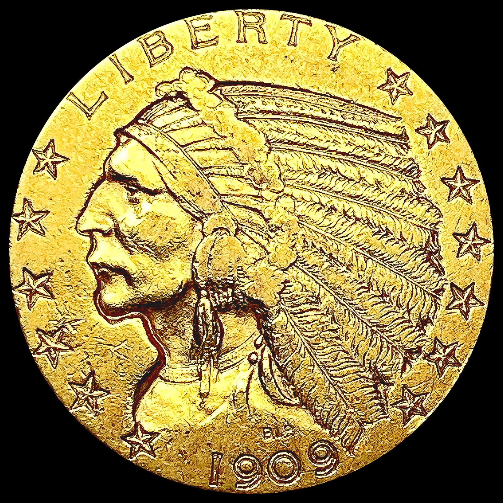 1909-D $5 Gold Half Eagle CLOSELY UNCIRCULATED (1 of 2)