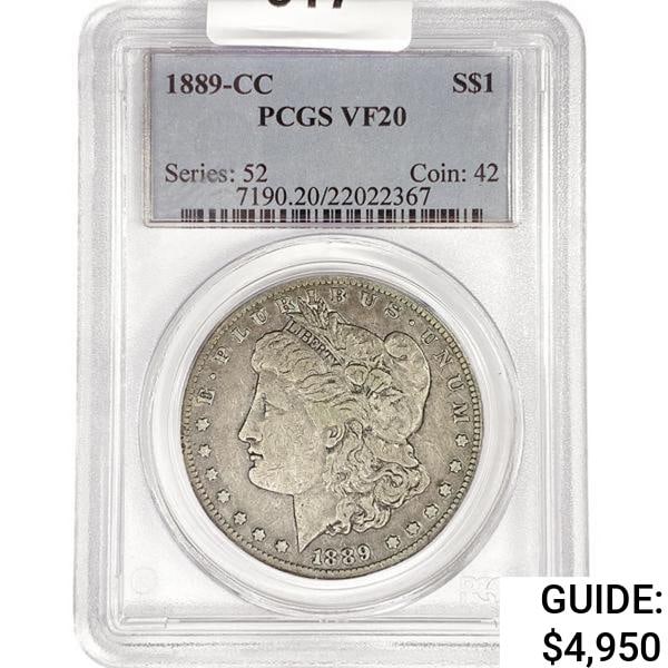 1889-CC Morgan Silver Dollar PCGS VF20 (1 of 2)