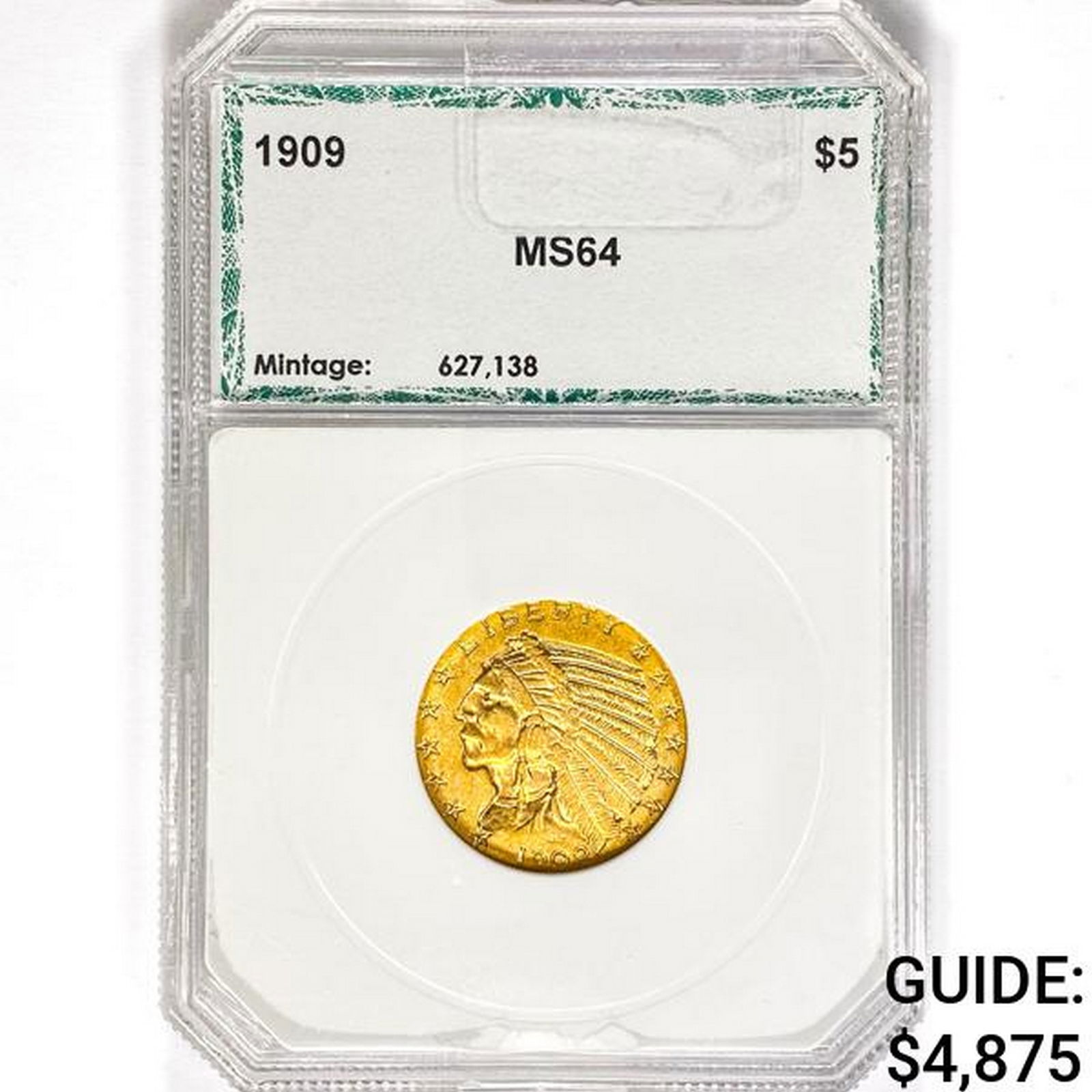1909 $5 Gold Half Eagle PCI MS64 (1 of 2)