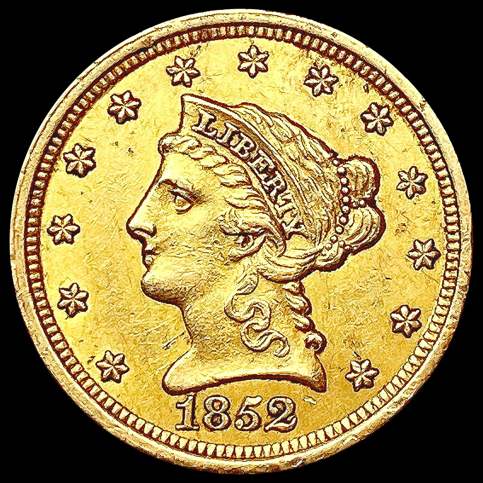 1852 $2.50 Gold Quarter Eagle CLOSELY UNCIRCULATED (1 of 2)