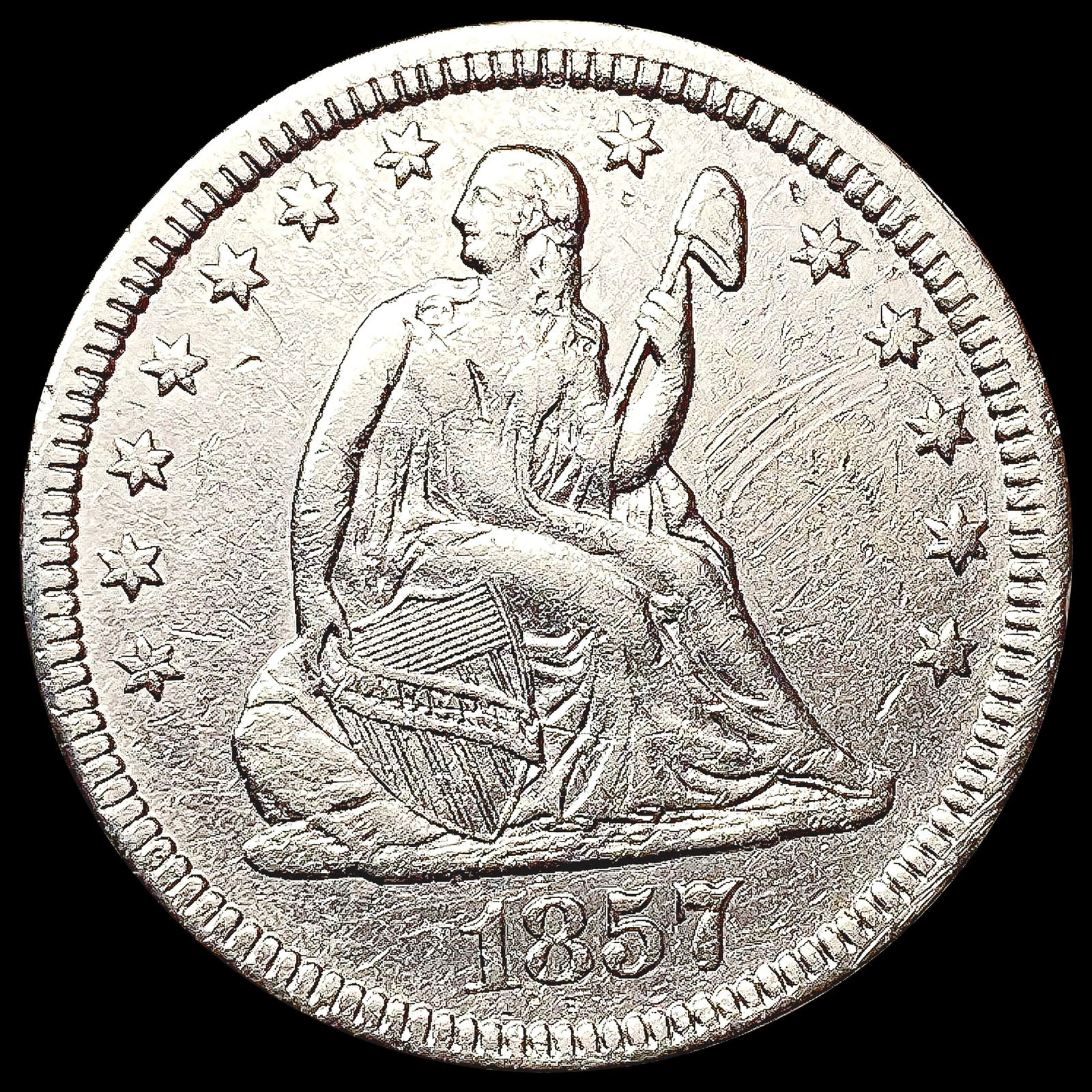 1857 Seated Liberty Quarter NEARLY UNCIRCULATED (1 of 2)