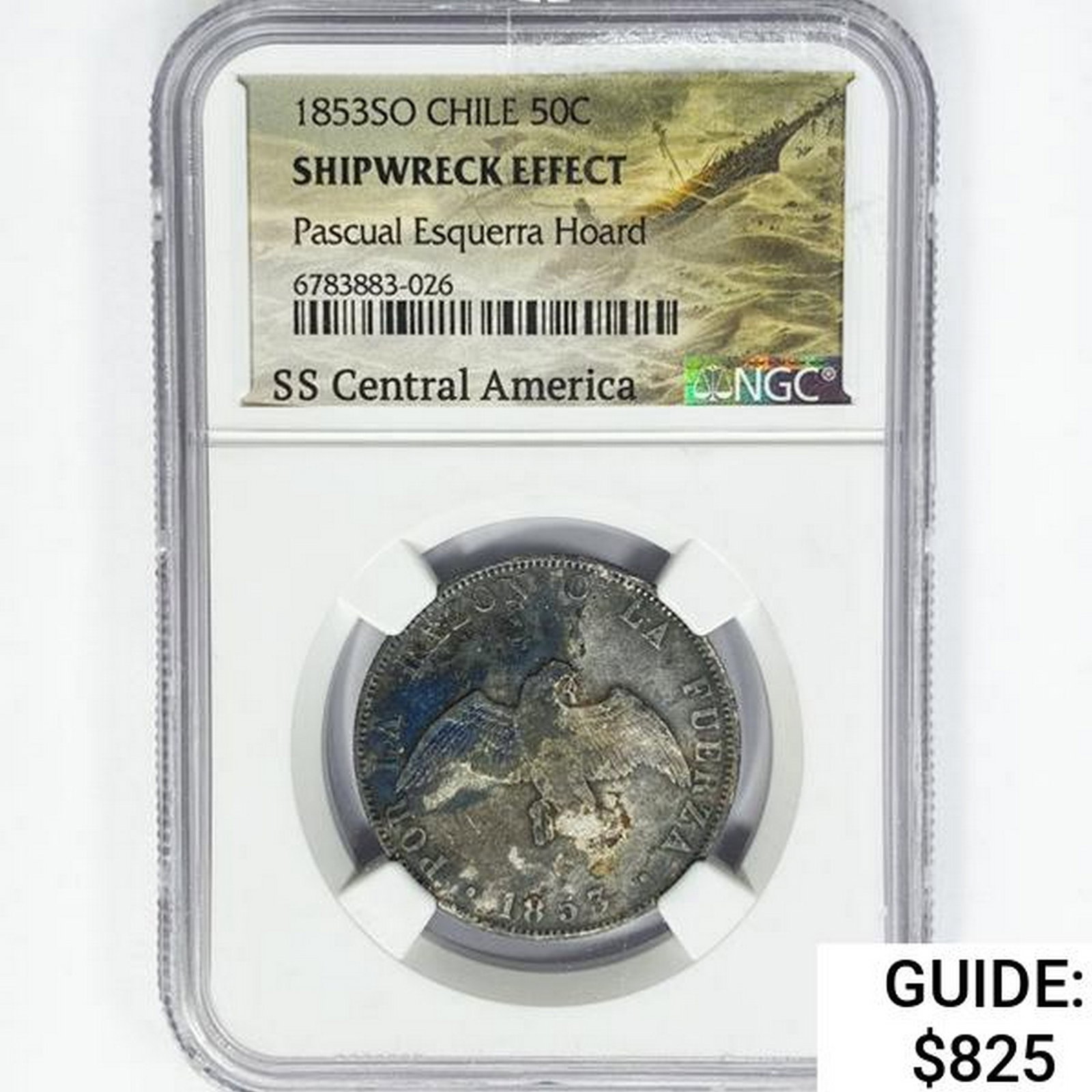 1853SO 50C Chile NGC ShipwreckSS Central America N: 1853SO 50C Chile NGC ShipwreckSS Central America N