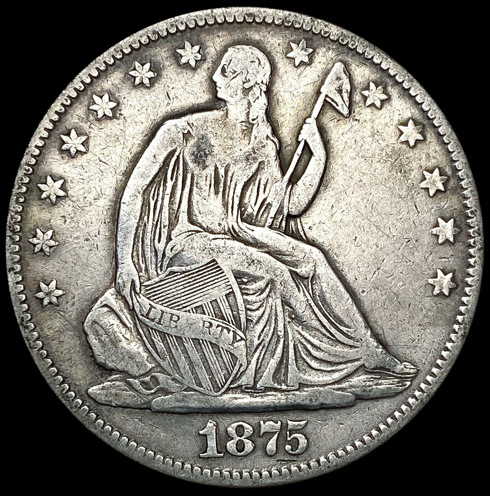 1875 Seated Liberty Half Dollar LIGHTLY CIRCULATED (1 of 2)