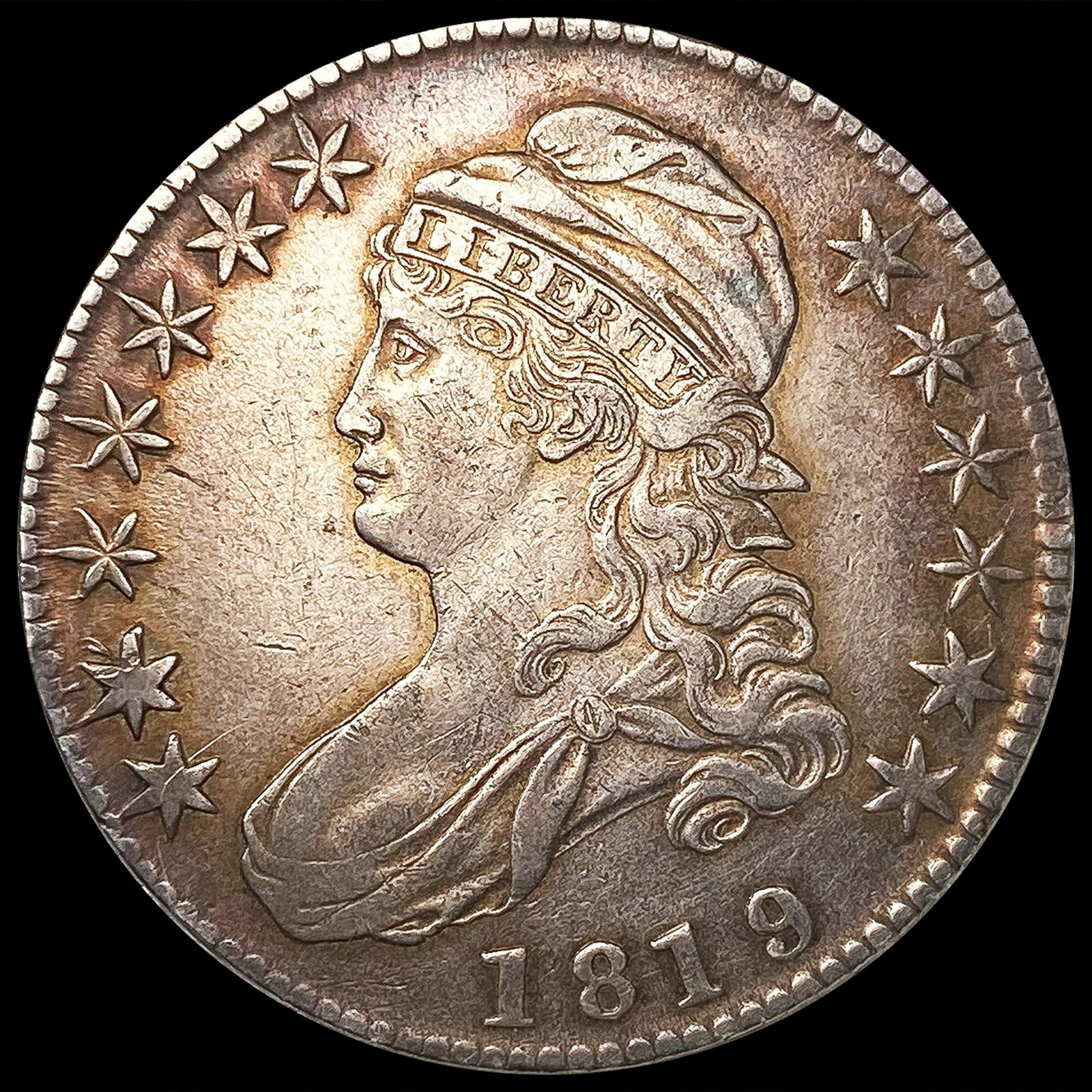 1819/8 Lg 9 Capped Bust Half Dollar NEARLY UNCIRCU (1 of 2)