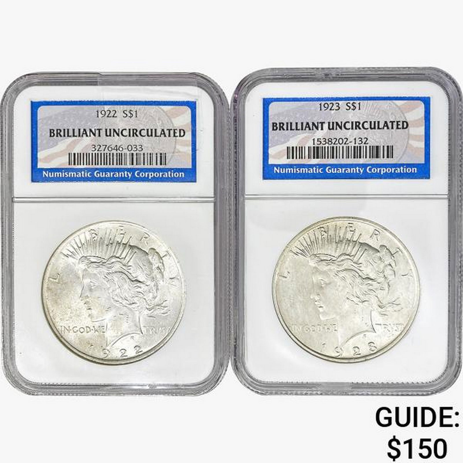 1922-1923 [2] Silver Peace Dollar NGC BU (1 of 2)