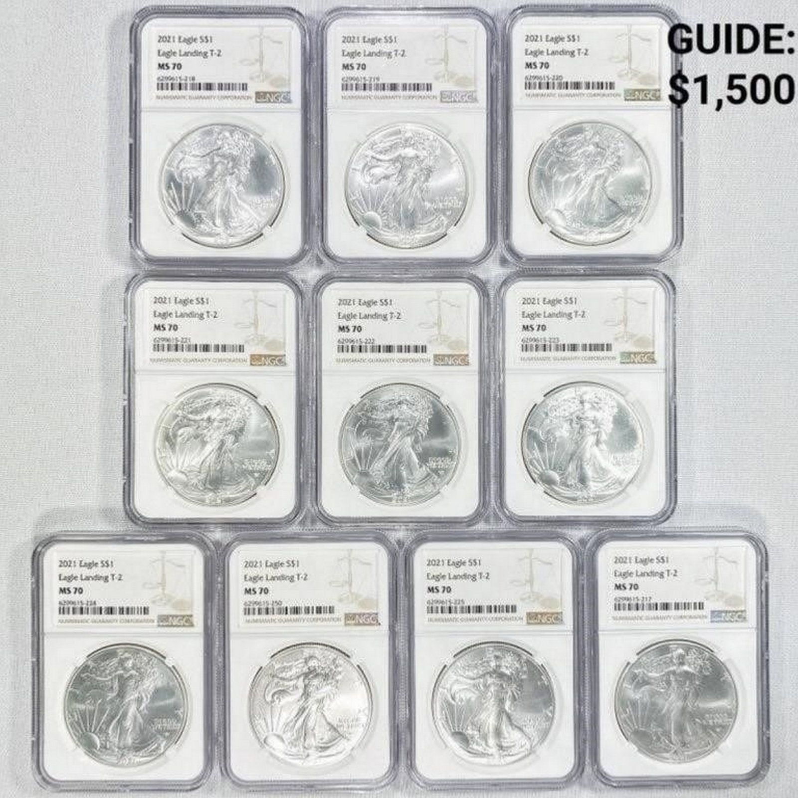 (10) 2021 TY2 American Silver Eagles NGC - MS70 (1 of 2)
