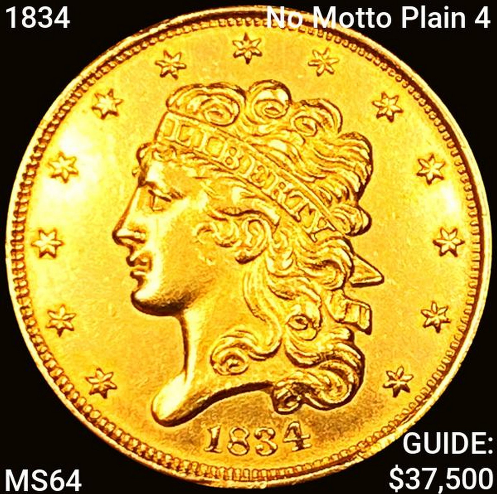 1834 No Motto Plain 4 $5 Gold Half Eagle CHOICE BU (1 of 2)